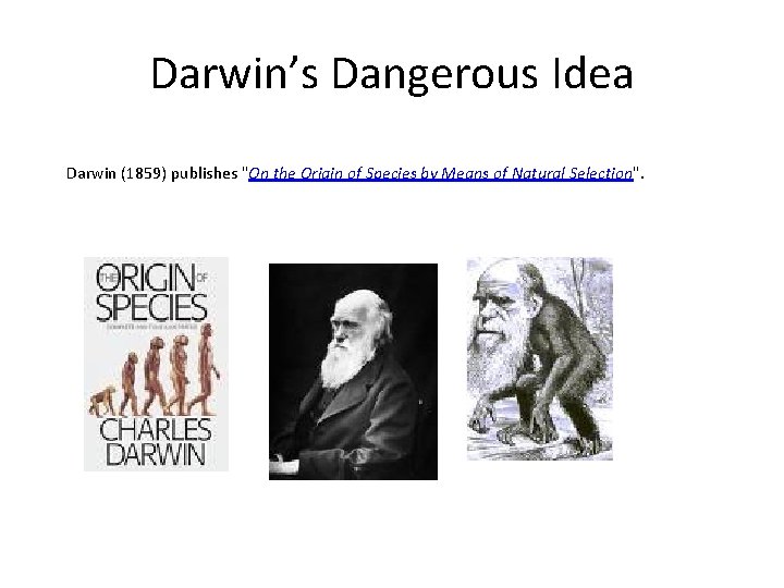 Darwin’s Dangerous Idea Darwin (1859) publishes "On the Origin of Species by Means of