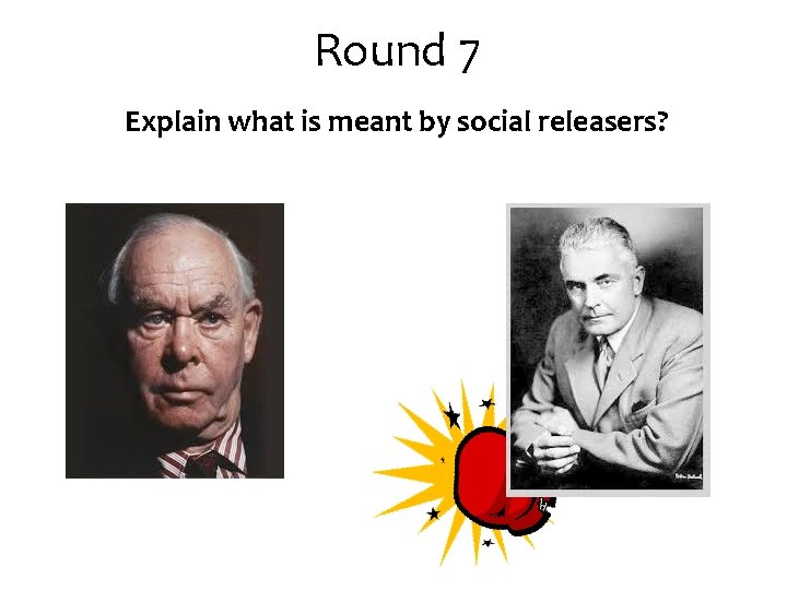 Round 7 Explain what is meant by social releasers? 