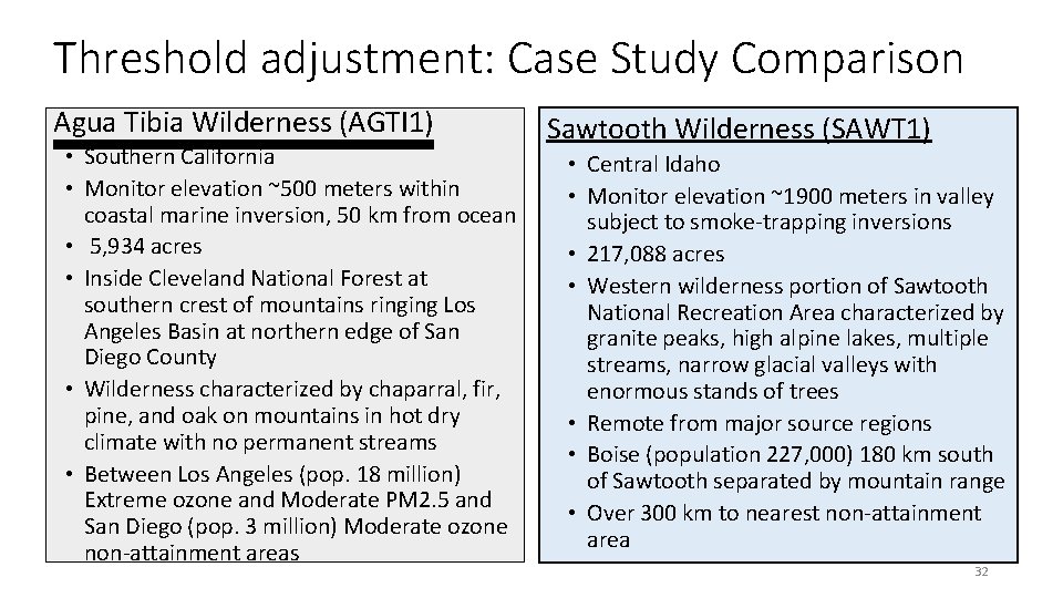 Threshold adjustment: Case Study Comparison Agua Tibia Wilderness (AGTI 1) • Southern California •