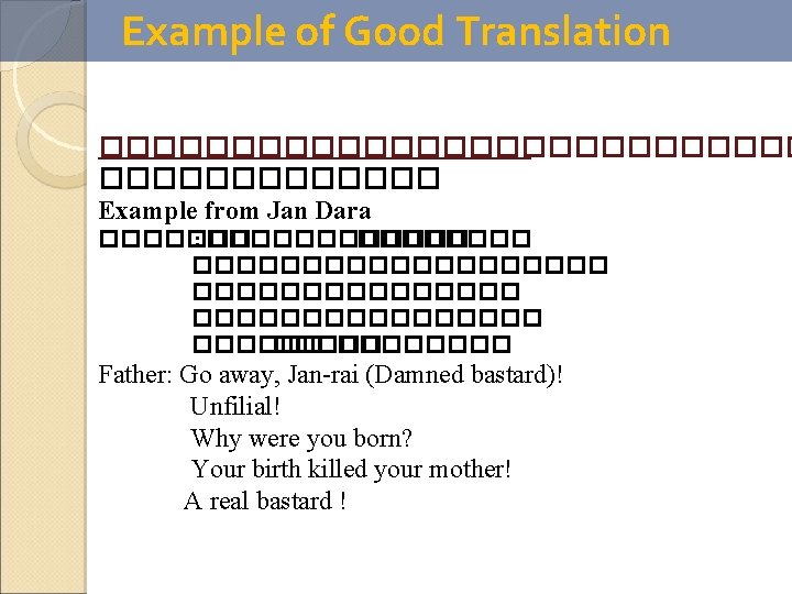 Example of Good Translation �������������� Example from Jan Dara ������� : ������������������� ������ Father: