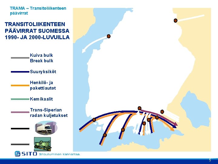 TRAMA – Transitoliikenteen päävirrat TRANSITOLIIKENTEEN PÄÄVIRRAT SUOMESSA 1990 - JA 2000 -LUVUILLA Kuiva bulk