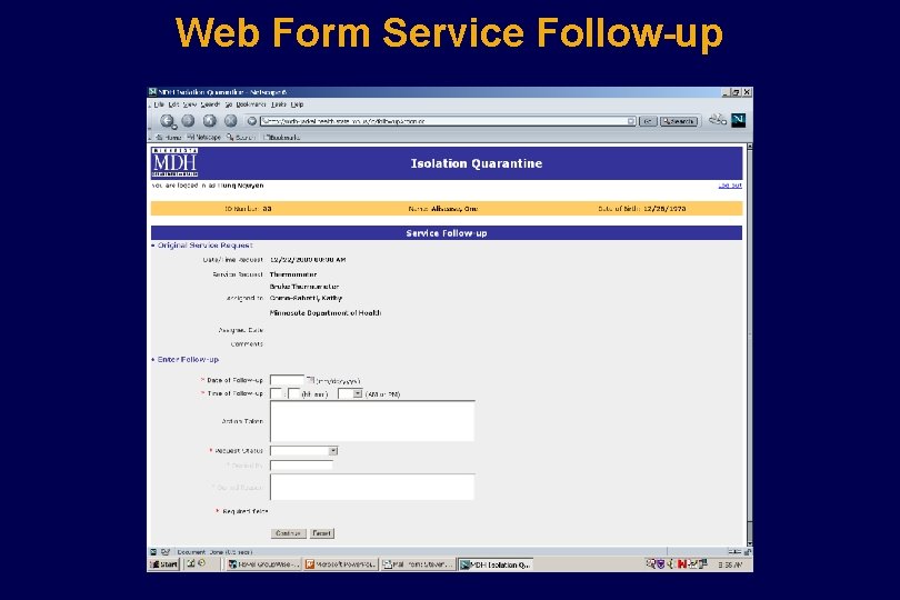 Web Form Service Follow-up Web Form Service Follow-up