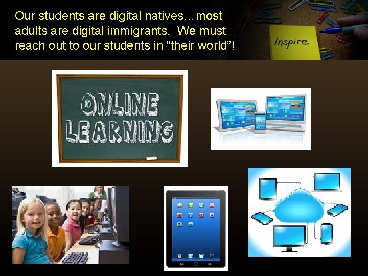 Our students are digital natives…most adults are digital immigrants. We must reach out to