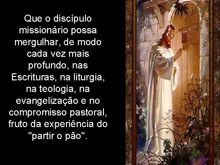 Que o discípulo missionário possa mergulhar, de modo cada vez mais profundo, nas Escrituras,