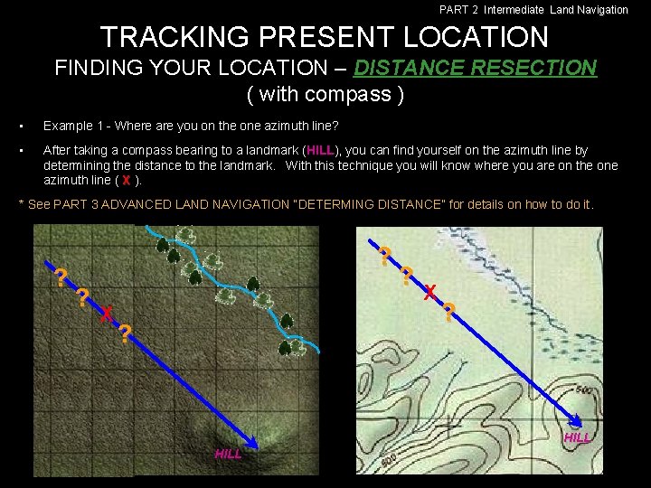 PART 2 Intermediate Land Navigation TRACKING PRESENT LOCATION FINDING YOUR LOCATION – DISTANCE RESECTION