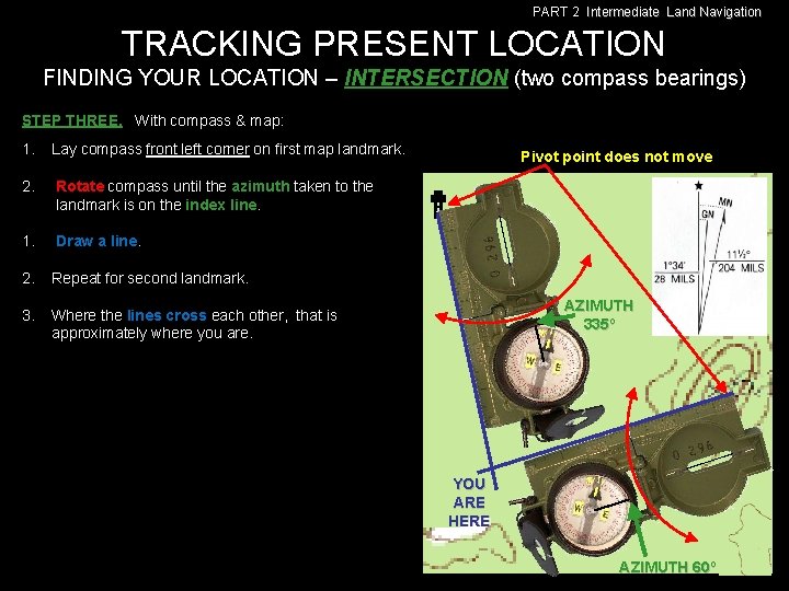 PART 2 Intermediate Land Navigation TRACKING PRESENT LOCATION FINDING YOUR LOCATION – INTERSECTION (two