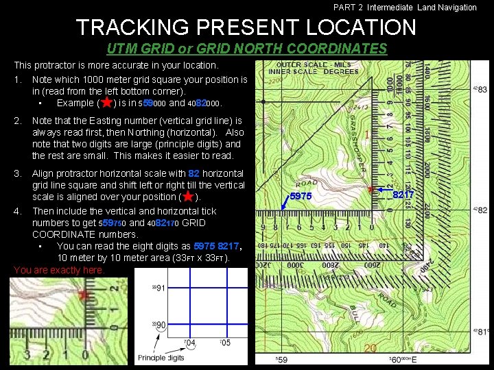 PART 2 Intermediate Land Navigation TRACKING PRESENT LOCATION UTM GRID or GRID NORTH COORDINATES