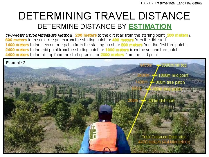 PART 2 Intermediate Land Navigation DETERMINING TRAVEL DISTANCE DETERMINE DISTANCE BY ESTIMATION 100 -Meter