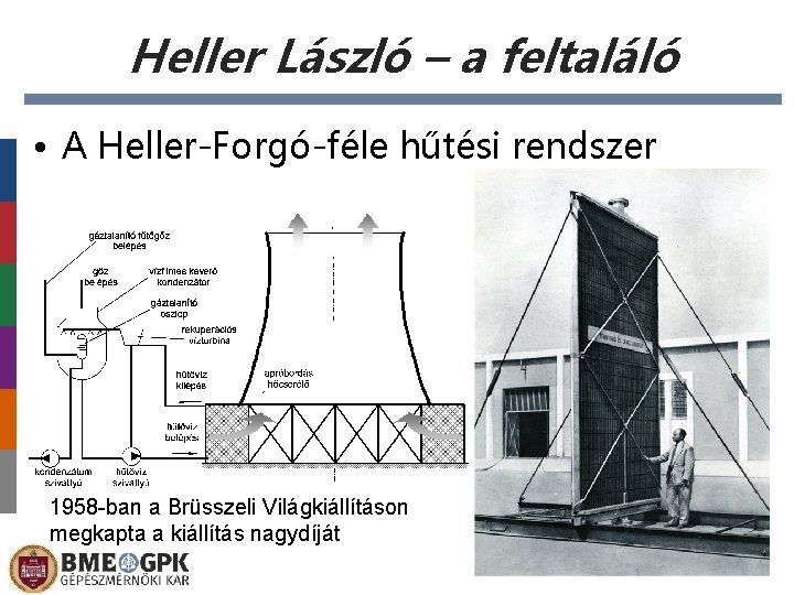 Heller László – a feltaláló • A Heller-Forgó-féle hűtési rendszer 1958 -ban a Brüsszeli