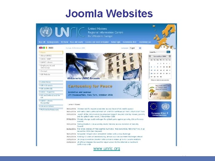 Joomla Websites www. unric. org 