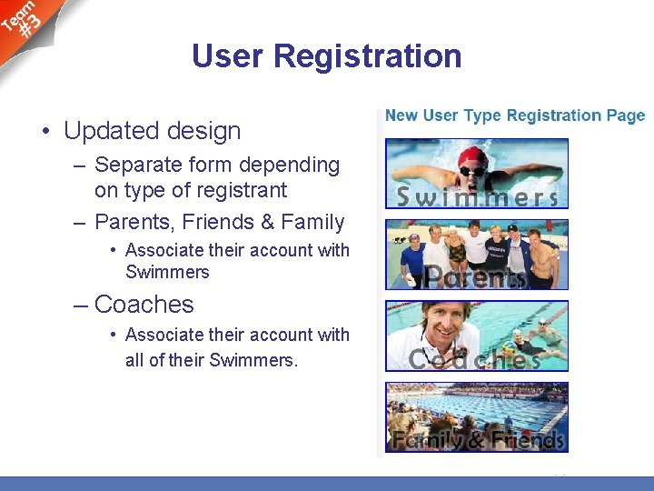 User Registration • Updated design – Separate form depending on type of registrant –