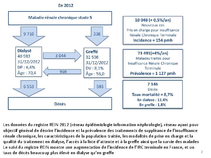 Epidémiologie, France : Registre REIN Les données du registre REIN 2012 (réseau épidémiologie information