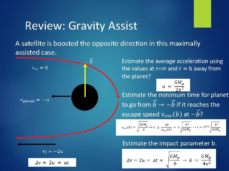 Review: Gravity Assist A satellite is boosted the opposite direction in this maximally assisted