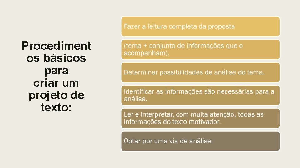 Procediment os básicos para criar um projeto de texto: 