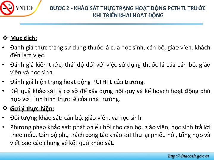 BƯỚC 2 - KHẢO SÁT THỰC TRẠNG HOẠT ĐỘNG PCTHTL TRƯỚC KHI TRIỂN KHAI