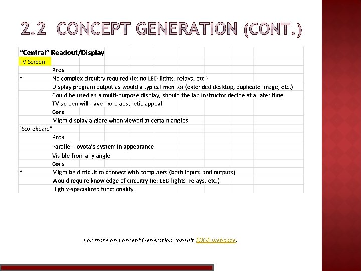 For more on Concept Generation consult EDGE webpage. 