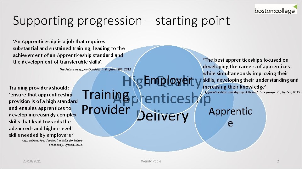 Supporting Apprentice Progression A case study from the