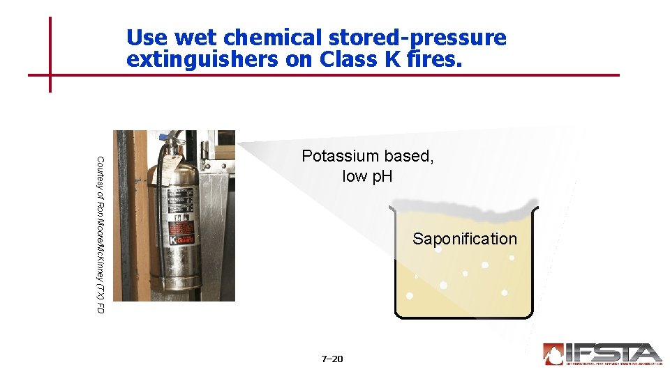 Use wet chemical stored-pressure extinguishers on Class K fires. Courtesy of Ron Moore/Mc. Kinney
