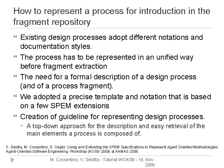 How to represent a process for introduction in the fragment repository Existing design processes