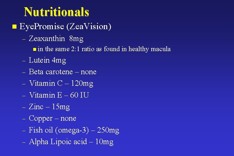 Nutritionals n Eye. Promise (Zea. Vision) – Zeaxanthin 8 mg n in – –