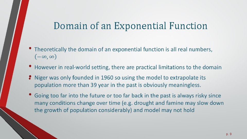 Domain of an Exponential Function • p. 9 