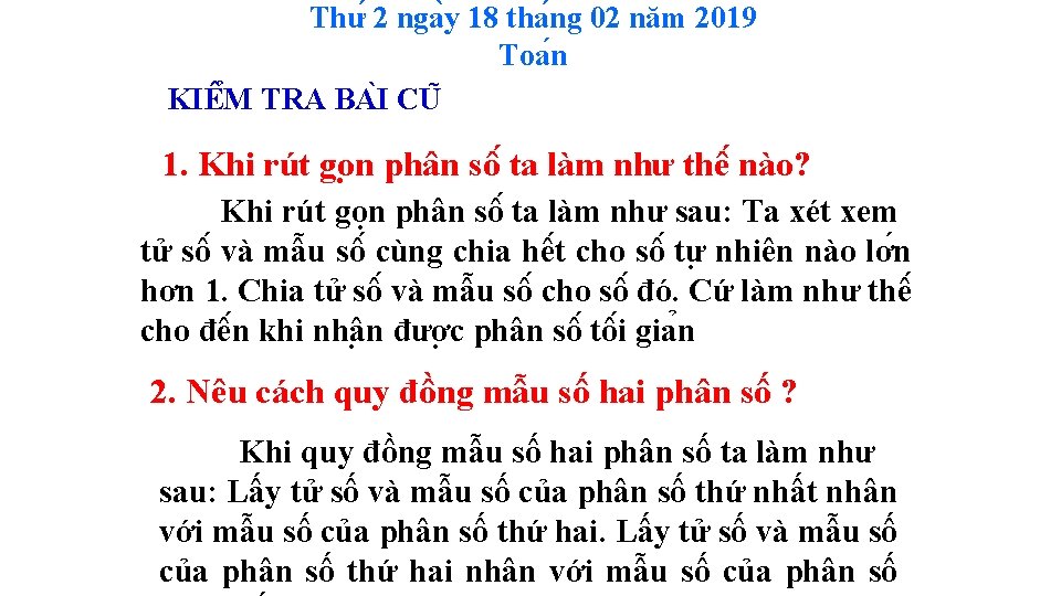 Thư 2 nga y 18 tha ng 02 năm 2019 Toa n KIÊ M