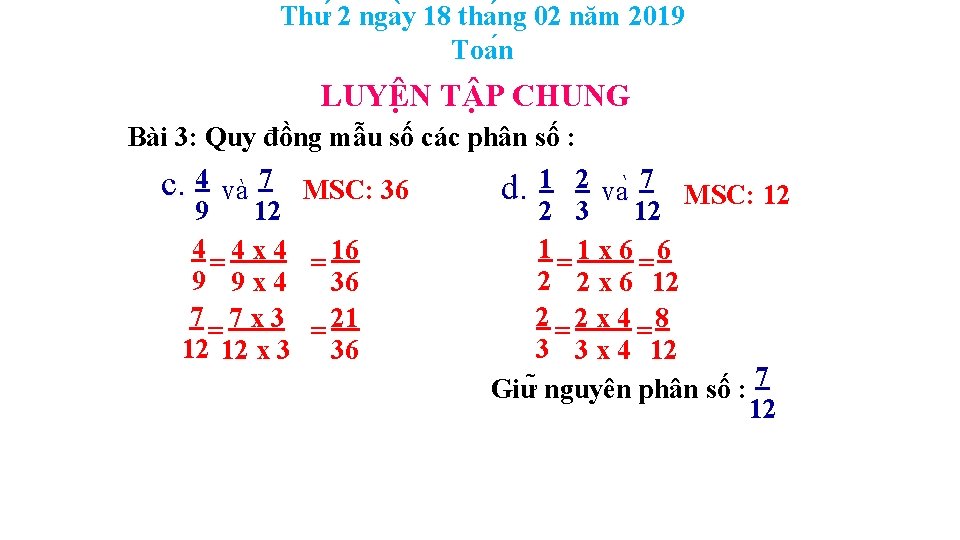 Thư 2 nga y 18 tha ng 02 năm 2019 Toa n LUYÊ N