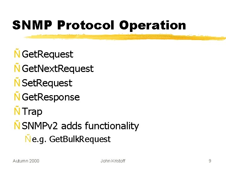 SNMP Protocol Operation Ñ Get. Request Ñ Get. Next. Request Ñ Set. Request Ñ