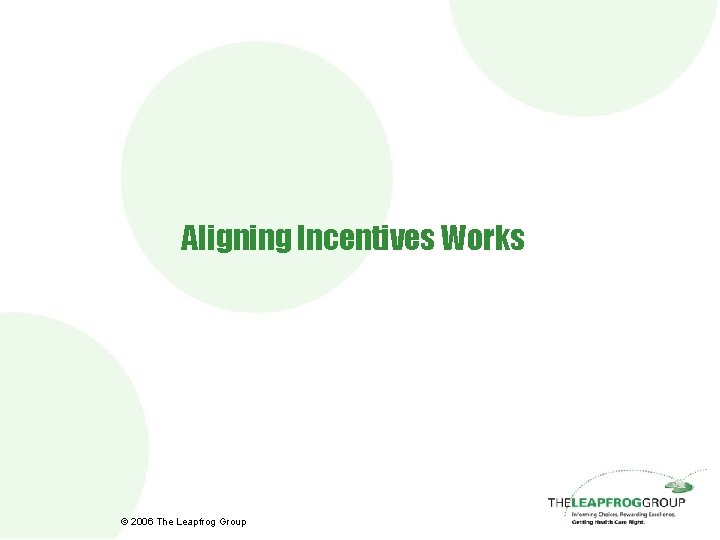 Aligning Incentives Works © 2006 The Leapfrog Group 