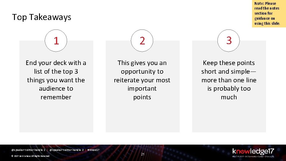 Note: Please read the notes section for guidance on using this slide. Top Takeaways