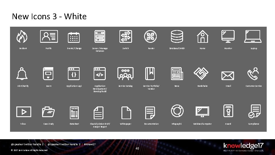 New Icons 3 - White Incident Profile Events/ Change Server / Manage instances Switch