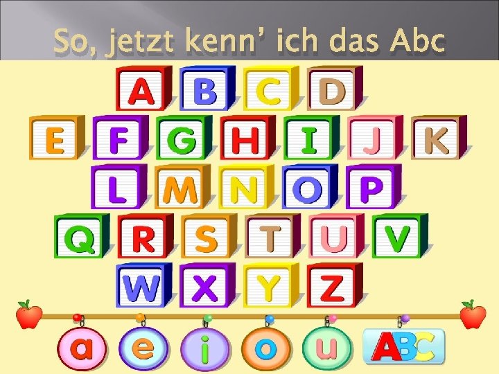 So, jetzt kenn’ ich das Abc 