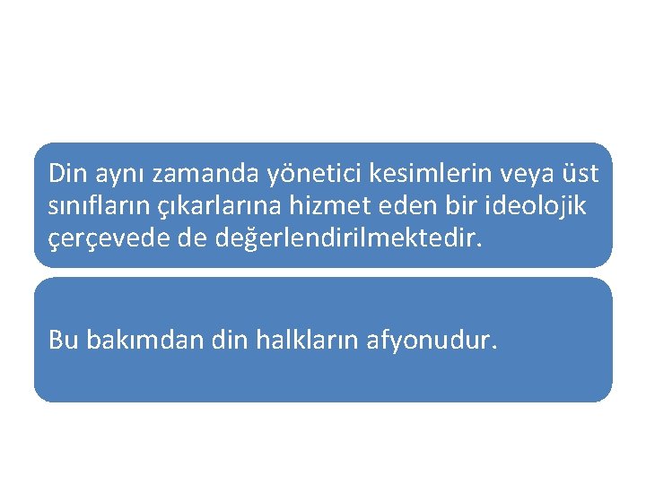 Din aynı zamanda yönetici kesimlerin veya üst sınıfların çıkarlarına hizmet eden bir ideolojik çerçevede