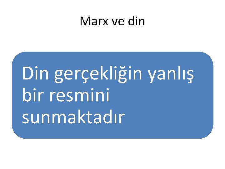 Marx ve din Din gerçekliğin yanlış bir resmini sunmaktadır 