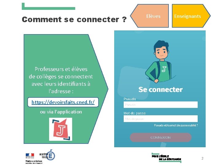 Comment se connecter ? Elèves Enseignants Professeurs et élèves de collèges se connectent avec