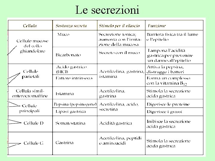 Le secrezioni 