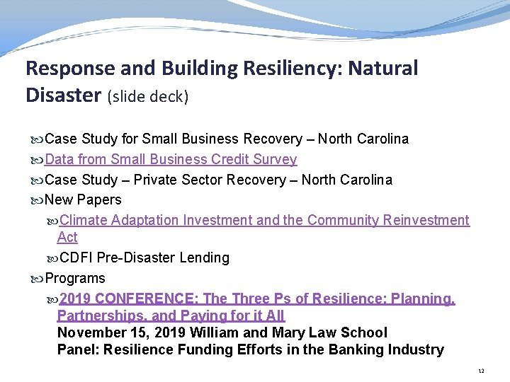 Response and Building Resiliency: Natural Disaster (slide deck) Case Study for Small Business Recovery