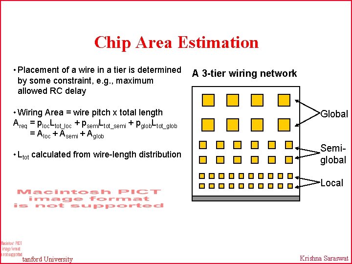 Chip Area Estimation • Placement of a wire in a tier is determined by