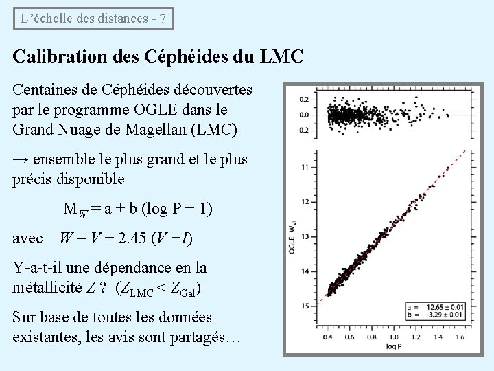 L’échelle des distances - 7 Calibration des Céphéides du LMC Centaines de Céphéides découvertes