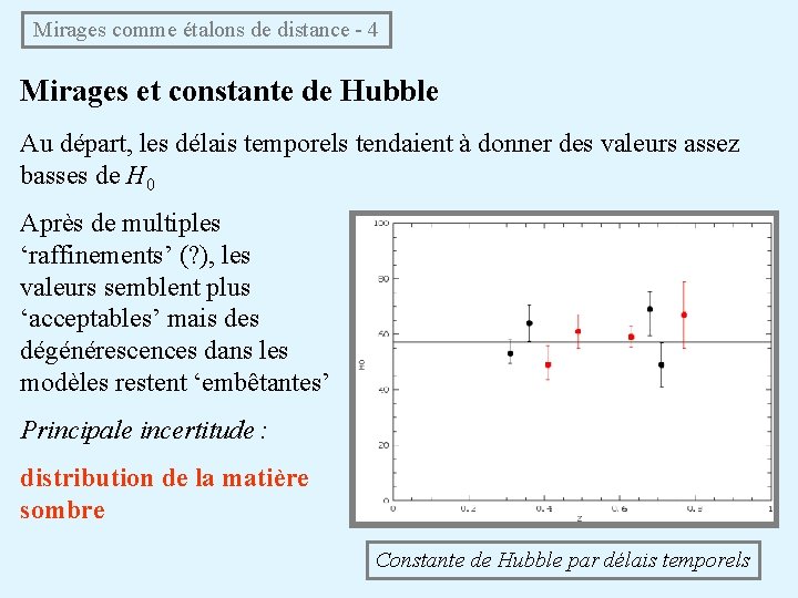 Mirages comme étalons de distance - 4 Mirages et constante de Hubble Au départ,