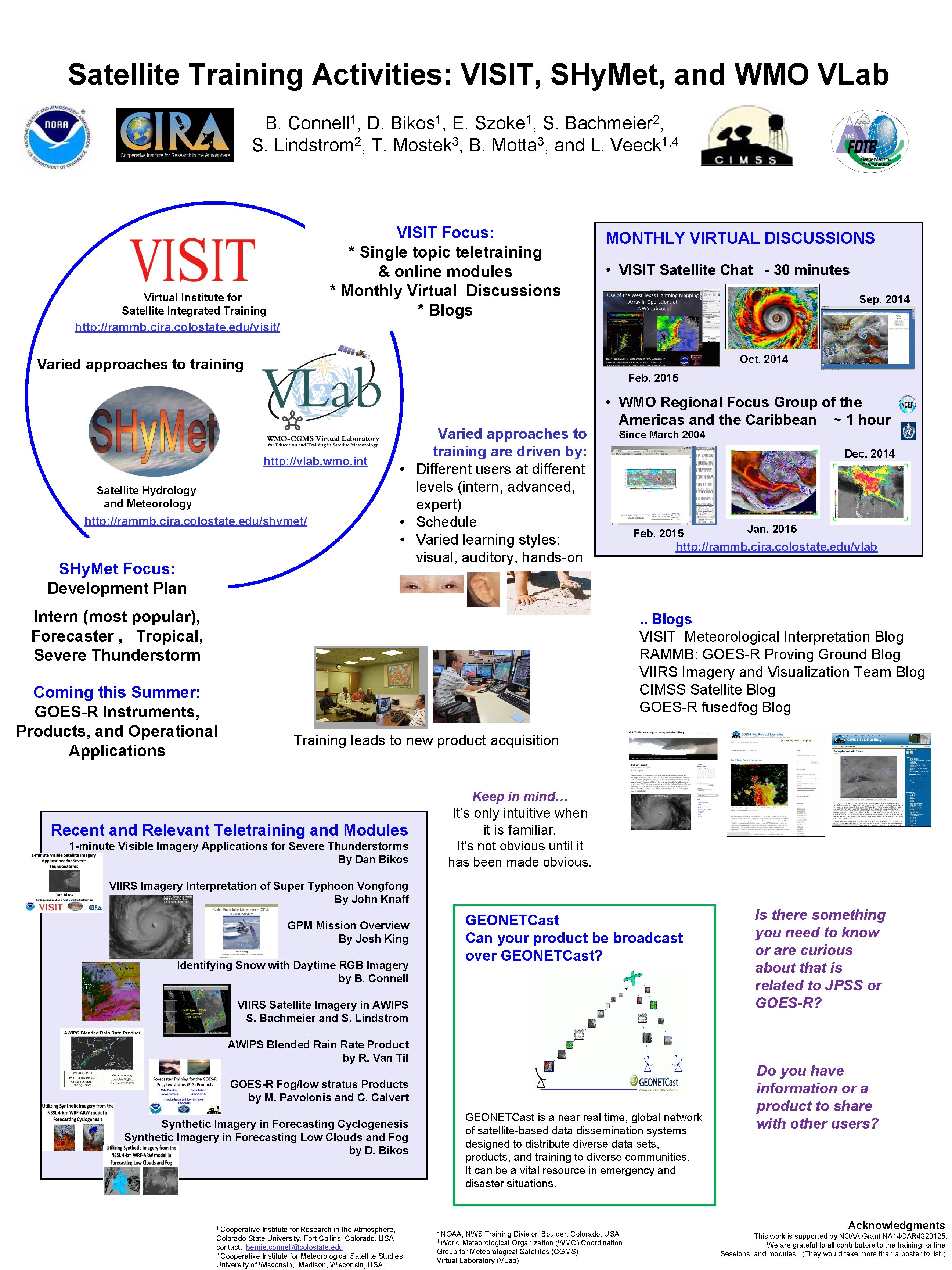 Satellite Training Activities VISIT SHy Met and WMO