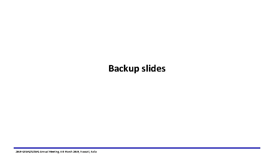 Backup slides 2019 GRWG/GDWG Annual Meeting, 4 -8 March 2019, Frascati, Italia 