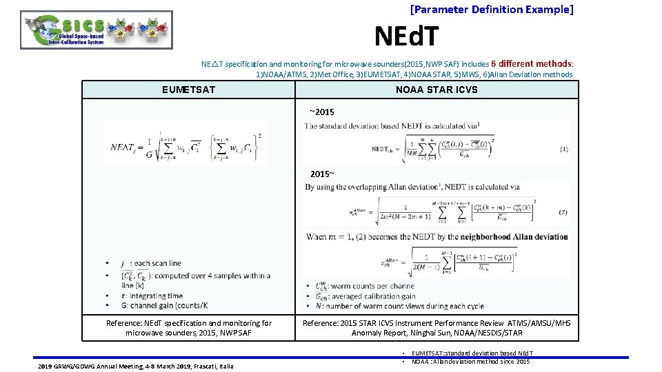 [Parameter Definition Example] NEd. T NE△T specification and monitoring for microwave sounders(2015, NWP SAF)
