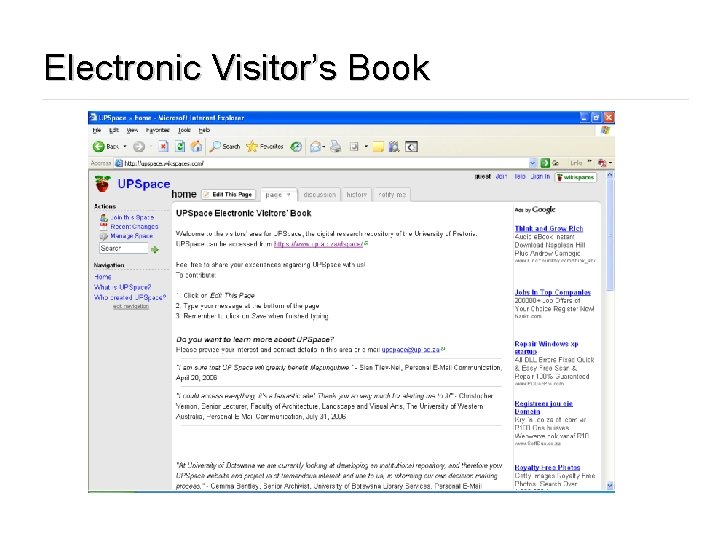 Electronic Visitor’s Book 