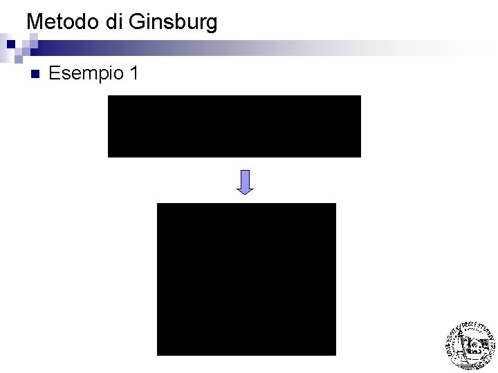 Metodo di Ginsburg n Esempio 1 