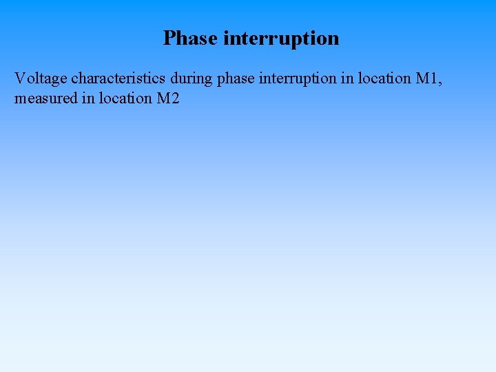 Phase interruption Voltage characteristics during phase interruption in location M 1, measured in location