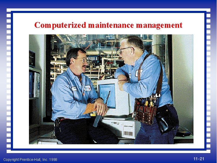 Computerized maintenance management Copyright Prentice-Hall, Inc. 1998 11 - 21 