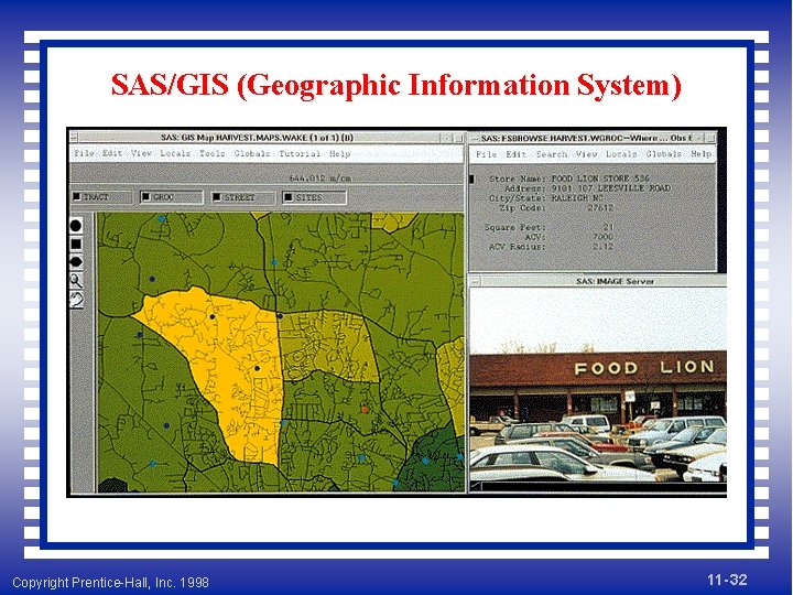 SAS/GIS (Geographic Information System) Copyright Prentice-Hall, Inc. 1998 11 - 32 