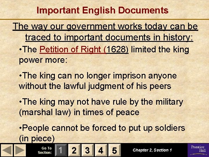 Important English Documents The way our government works today can be traced to important