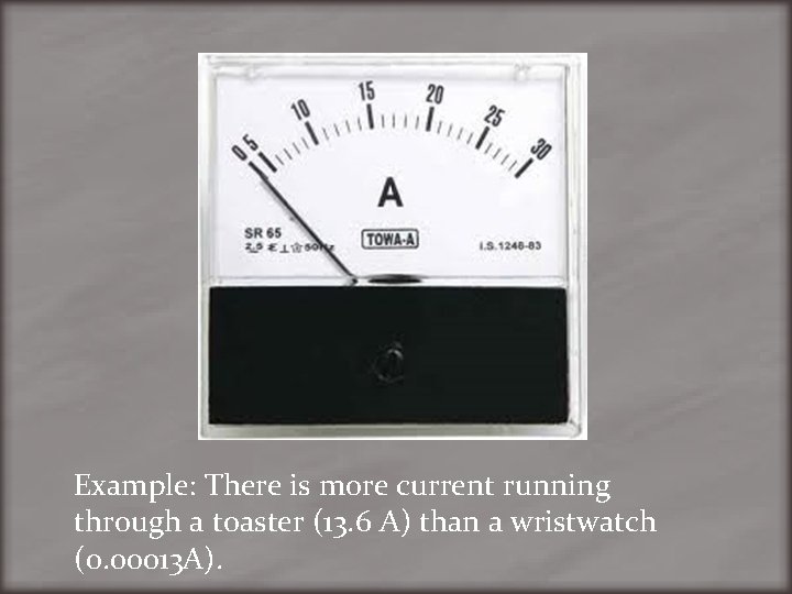Example: There is more current running through a toaster (13. 6 A) than a